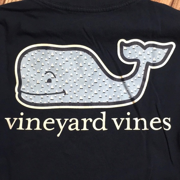 Vineyard Vines Whale Long Sleeve Tee Shirt in Navy, Light Blue and White - Picture 6 of 7